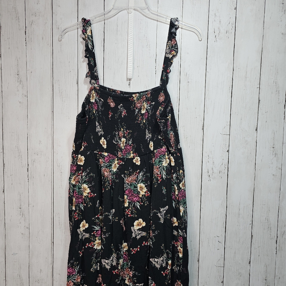 Torrid Women's Black Floral Midi Challis Floral Smocked Tiered Dress Size 4X. - Picture 4 of 12